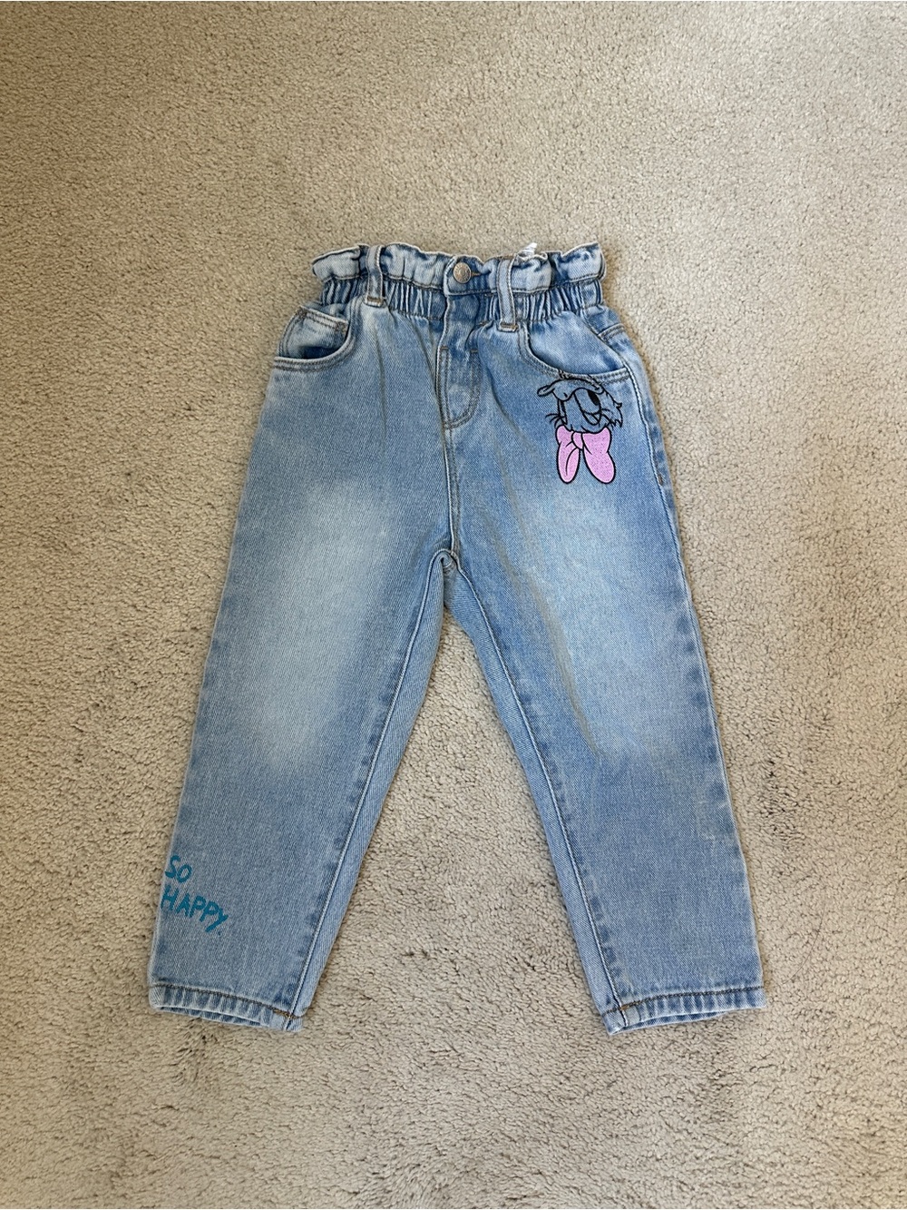 Zara Disney Minnie and Daisy Light Blue Denim Jeans Girls Size 2-3T